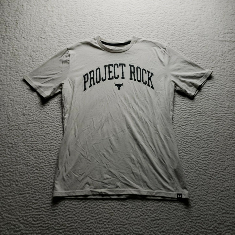 Under Armour Shirt Mens Medium Gray Project Rock Graphic Tee Tagless Jersey